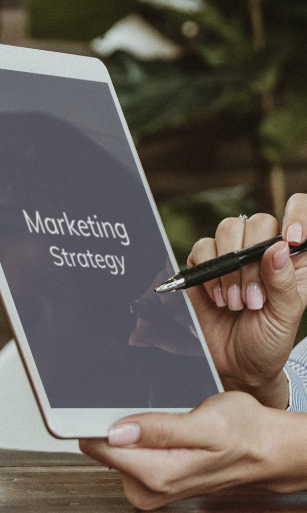 Marketing strategy on a digital tablet mockup